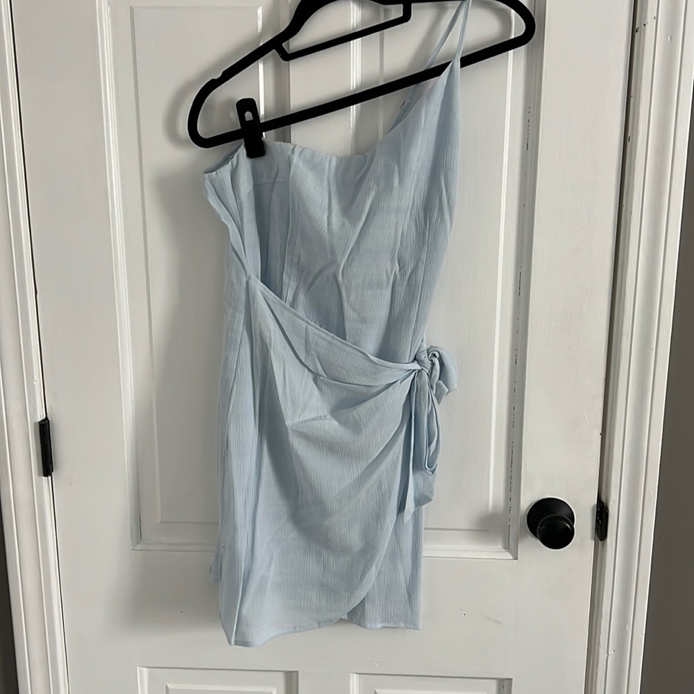Hello Molly Linen Wrap One Shoulder Dress NWOT